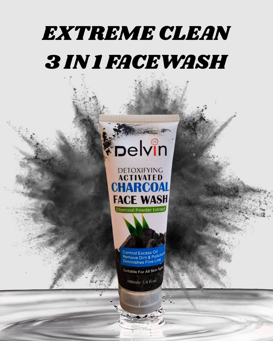 Delvin charcoal foaming face wash